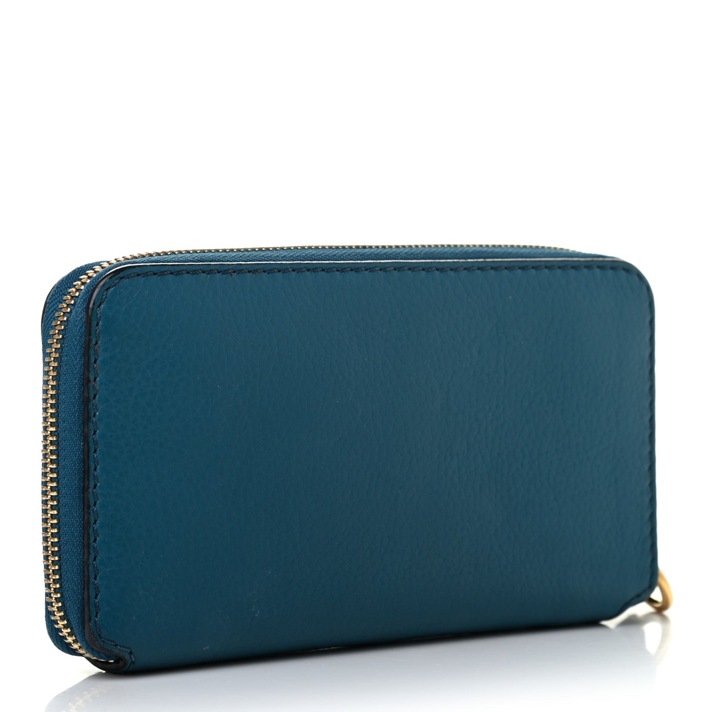 Grained Calfskin Marcie Long Zip Around Wallet Teal