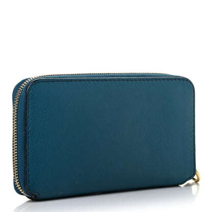 Chloe Grained Calfskin Marcie Long Zip Around Wallet Teal 3 of 8