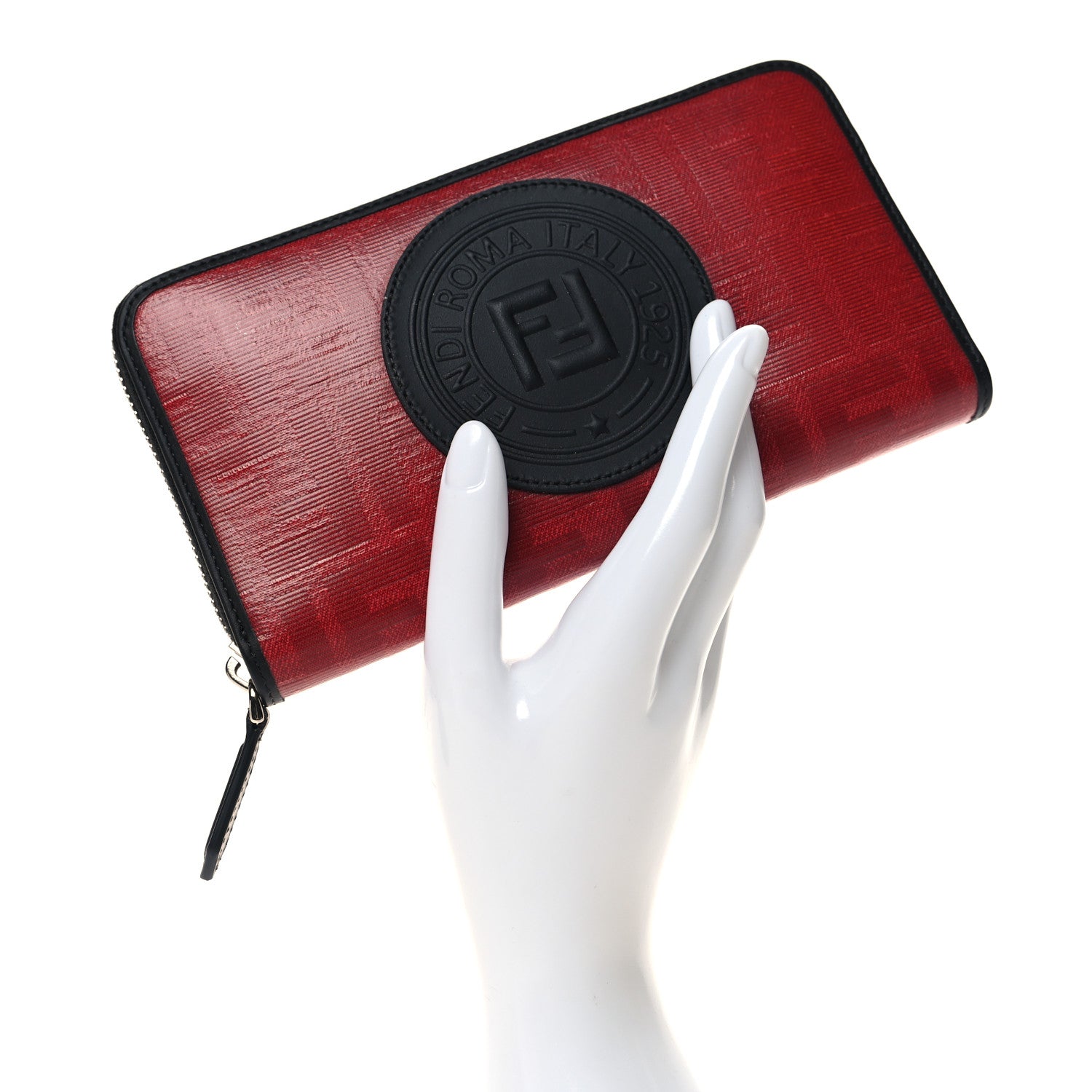 Fendi Zucchino Spalmati FF Zip Around Wallet Red 2 of 7