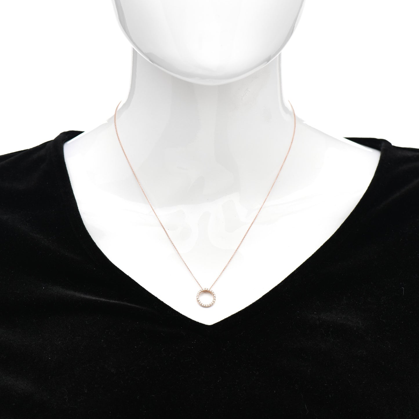 18K Rose Gold Diamond Tiny Treasures Circle Pendant Necklace