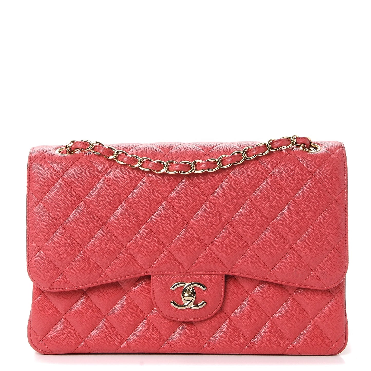 Caviar Quilted Jumbo Double Flap Dark Pink