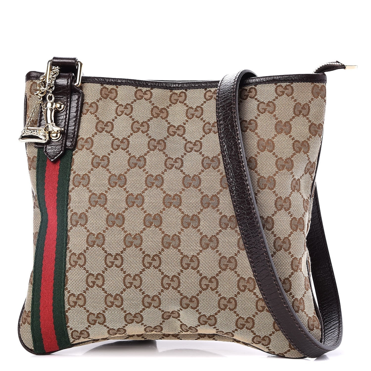 Gucci Monogram Web Jolicoeur Charms Messenger Dark Brown 1 of 7
