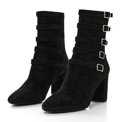 Saint Laurent Cashmere Lou 75 Strap Zip Boots 38.5 Black 3 of 8