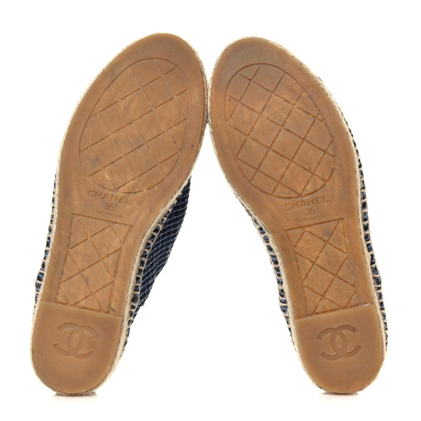 Grained Calfskin Tweed CC Espadrilles 36 Black Blue