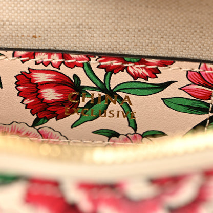 Gucci Calfskin Matelasse Diagonal Brit Roses Print Mini Interlocking G Heart Shoulder Bag  White Multicolor 7 of 11