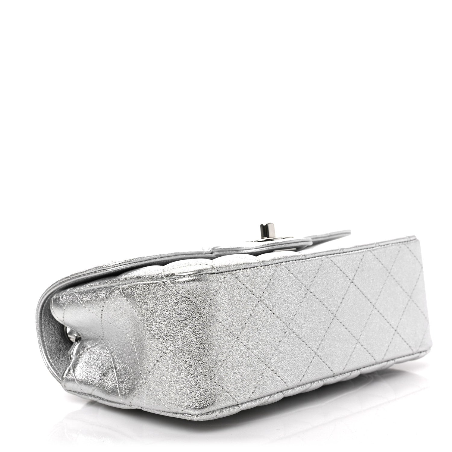 Chanel Metallic Lambskin Quilted Mini Rectangular Flap Silver 4 of 9