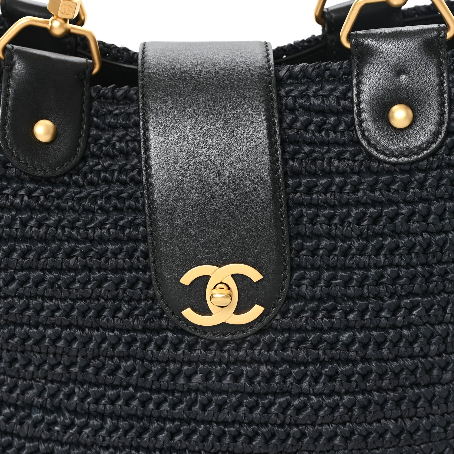 Chanel Straw Raffia Tote Black 8 of 12