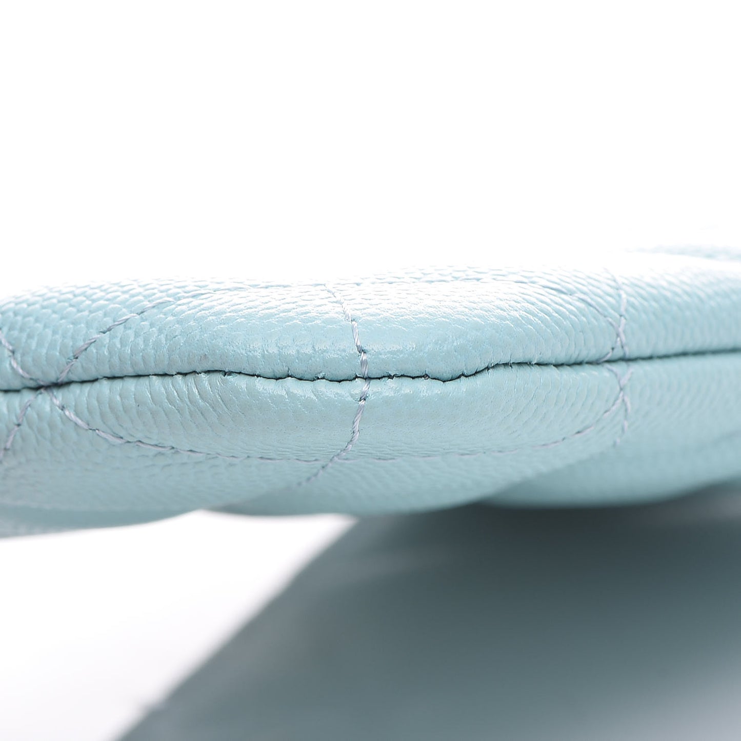 Caviar Quilted Small Cosmetic Case Light Blue