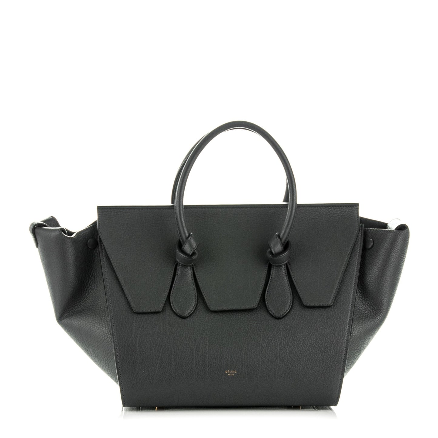 Crisped Calfskin Tie Knot Small Tote Anthracite