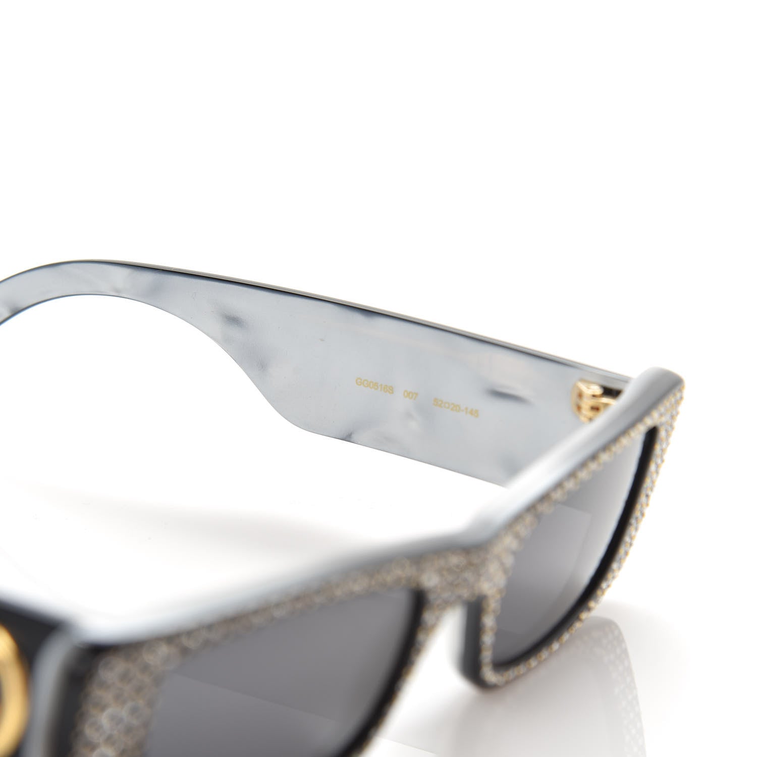 Gucci Acetate Rectangular Crystal Sunglasses GG0516S Black 5 of 8