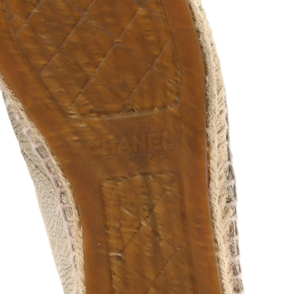 Chanel Crackled Calfskin High Top Espadrilles 39 Light Beige Black 6 of 10