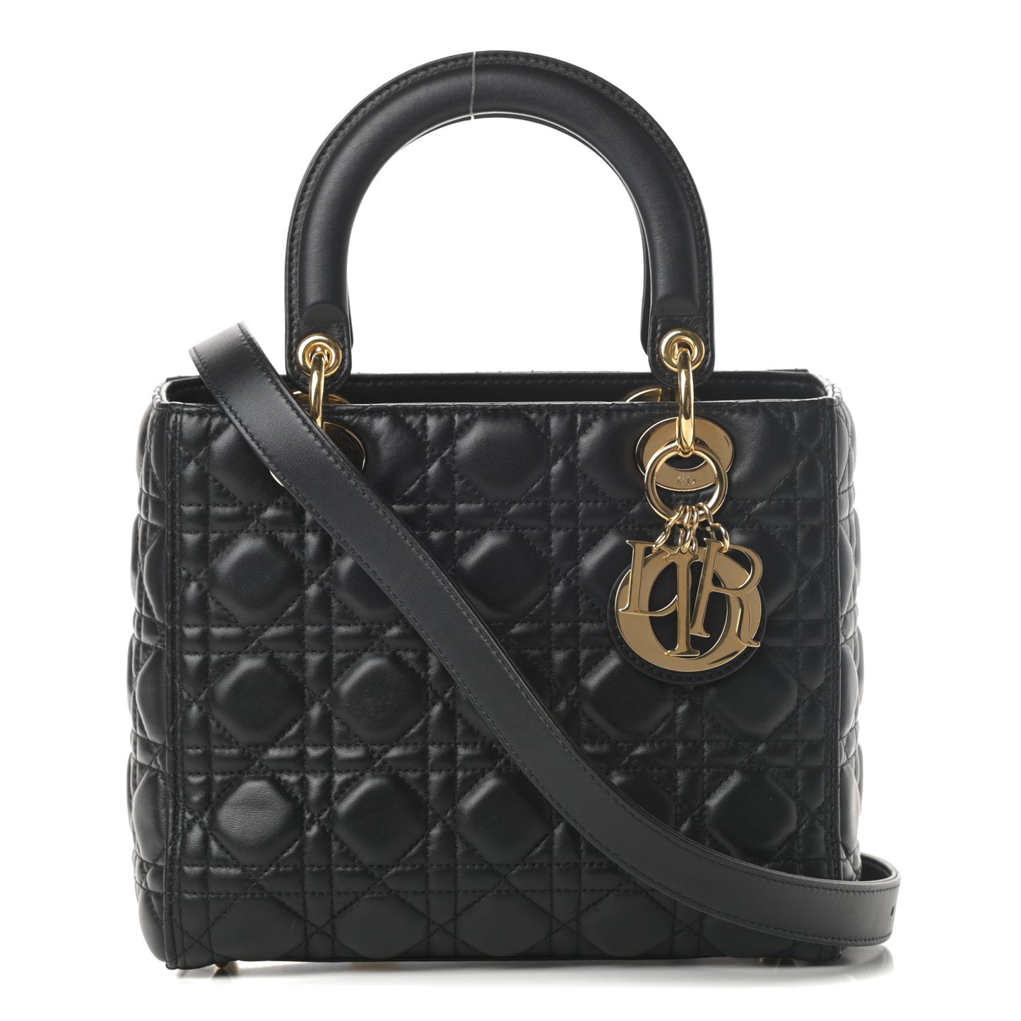 Lambskin Cannage Medium Lady Dior Black