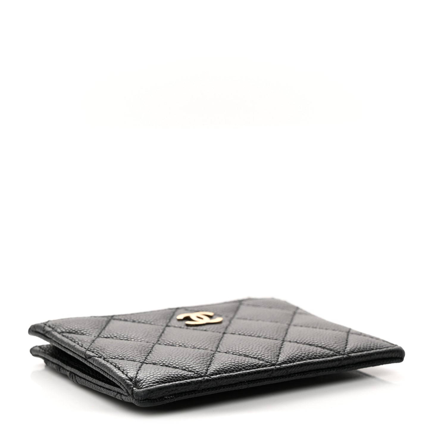 Caviar Quilted CC Zip Card Holder Black