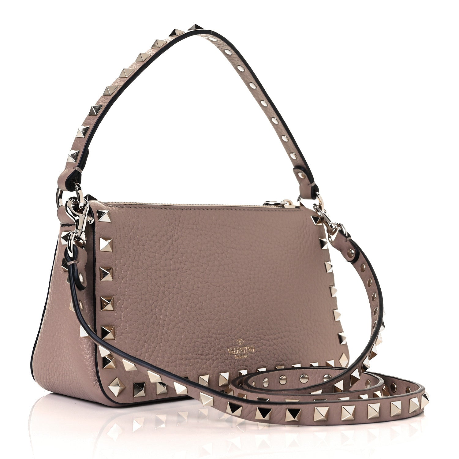 Valentino Garavani Pebbled Calfskin Small Rockstud Flip Lock Shoulder Bag Poudre 2 of 8