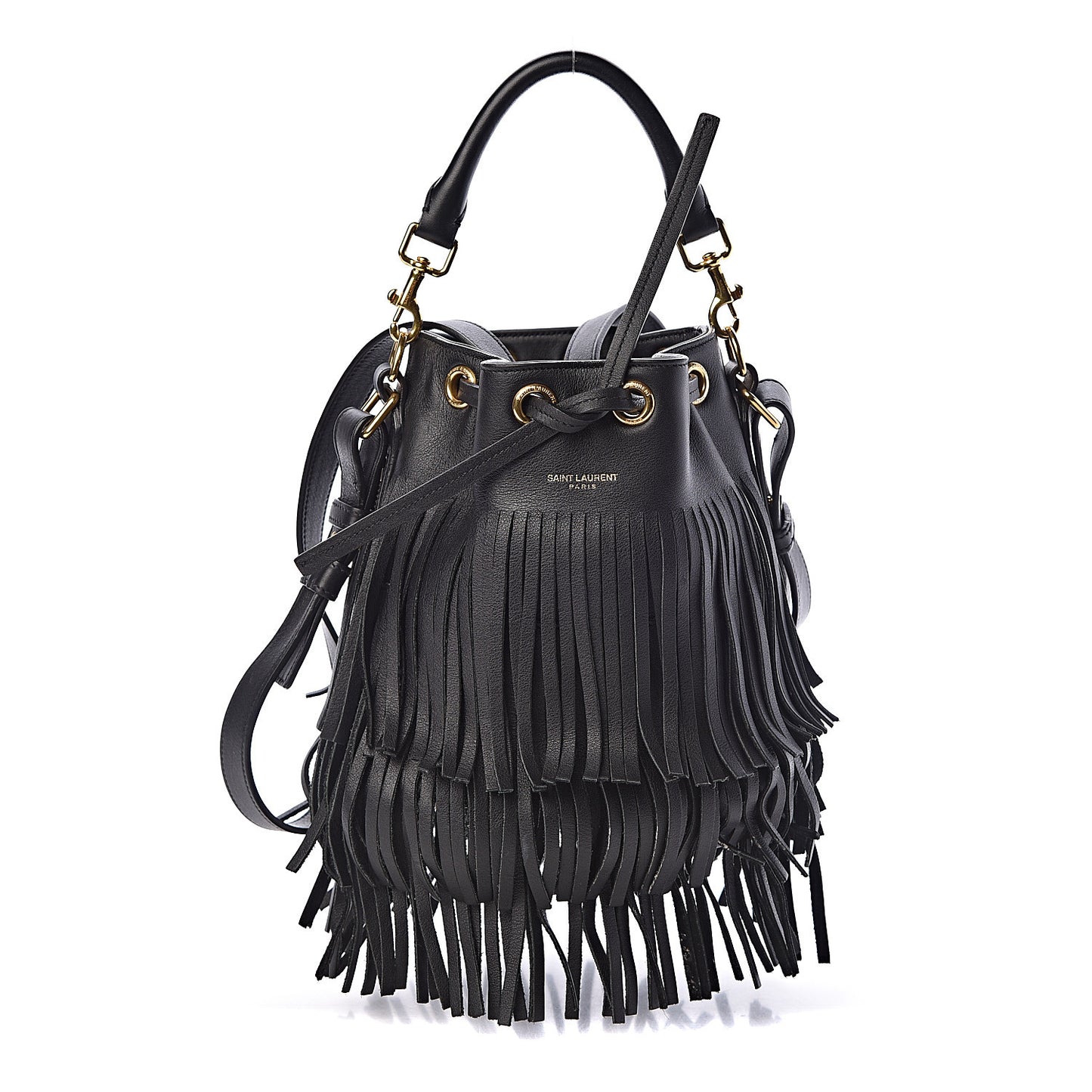 Calfskin Small Emmanuelle Fringe Hobo Bag Black