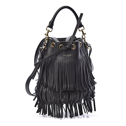 Saint Laurent Calfskin Small Emmanuelle Fringe Hobo Bag Black 1 of 9