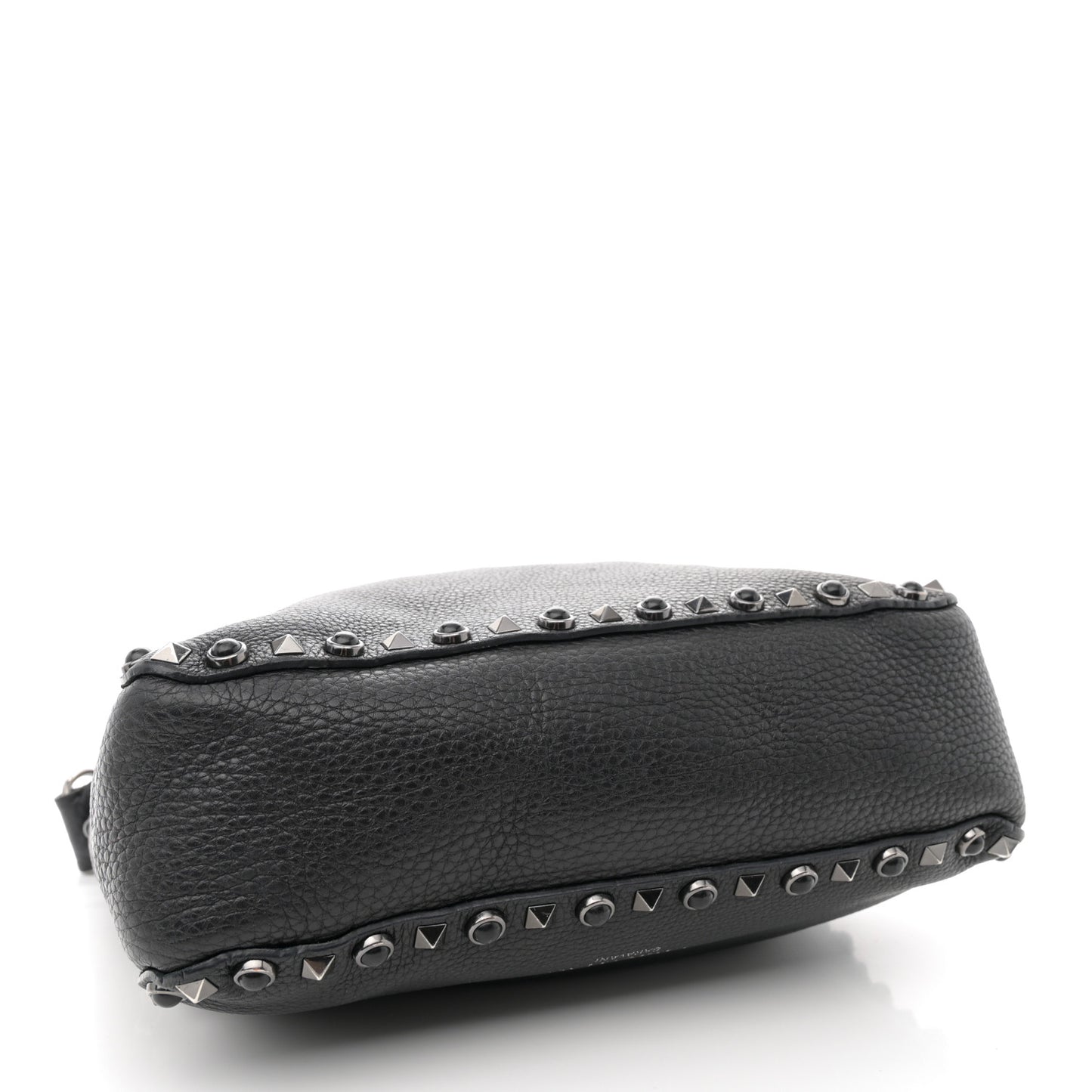 Pebbled Calfskin Onyx Small Rockstud Rolling Flip-Lock Messenger Bag Black