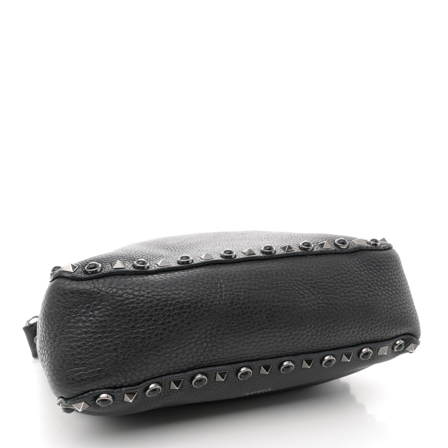 Valentino Garavani Pebbled Calfskin Onyx Small Rockstud Rolling Flip-Lock Messenger Bag Black 4 of 12