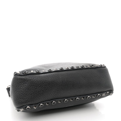 Valentino Garavani Pebbled Calfskin Onyx Small Rockstud Rolling Flip-Lock Messenger Bag Black 4 of 12