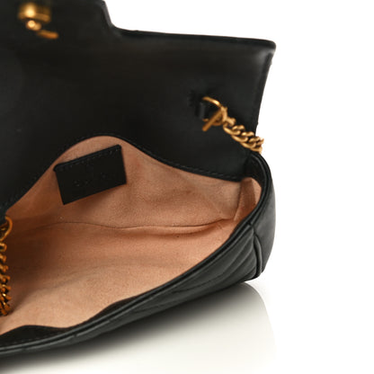 Gucci Calfskin Matelasse Super Mini GG Marmont Shoulder Bag Black 5 of 17