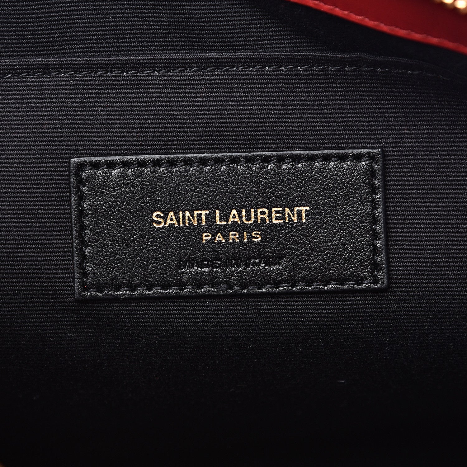 Saint Laurent Calfskin Matelasse Chevron Monogram A5 Wristlet Red 5 of 9