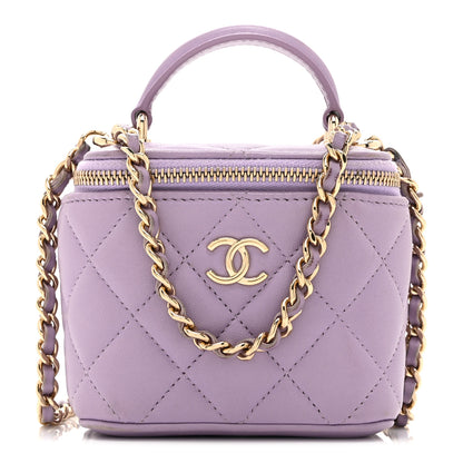 Chanel Lambskin Quilted Top Handle Mini Vanity Case With Chain Light Purple 1 of 11