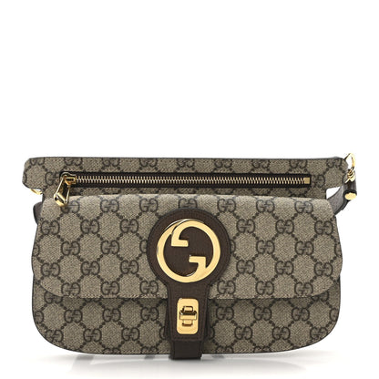Gucci GG Supreme Monogram Textured Dollar Calfskin Blondie Belt Bag Beige Ebony New Acero 1 of 11