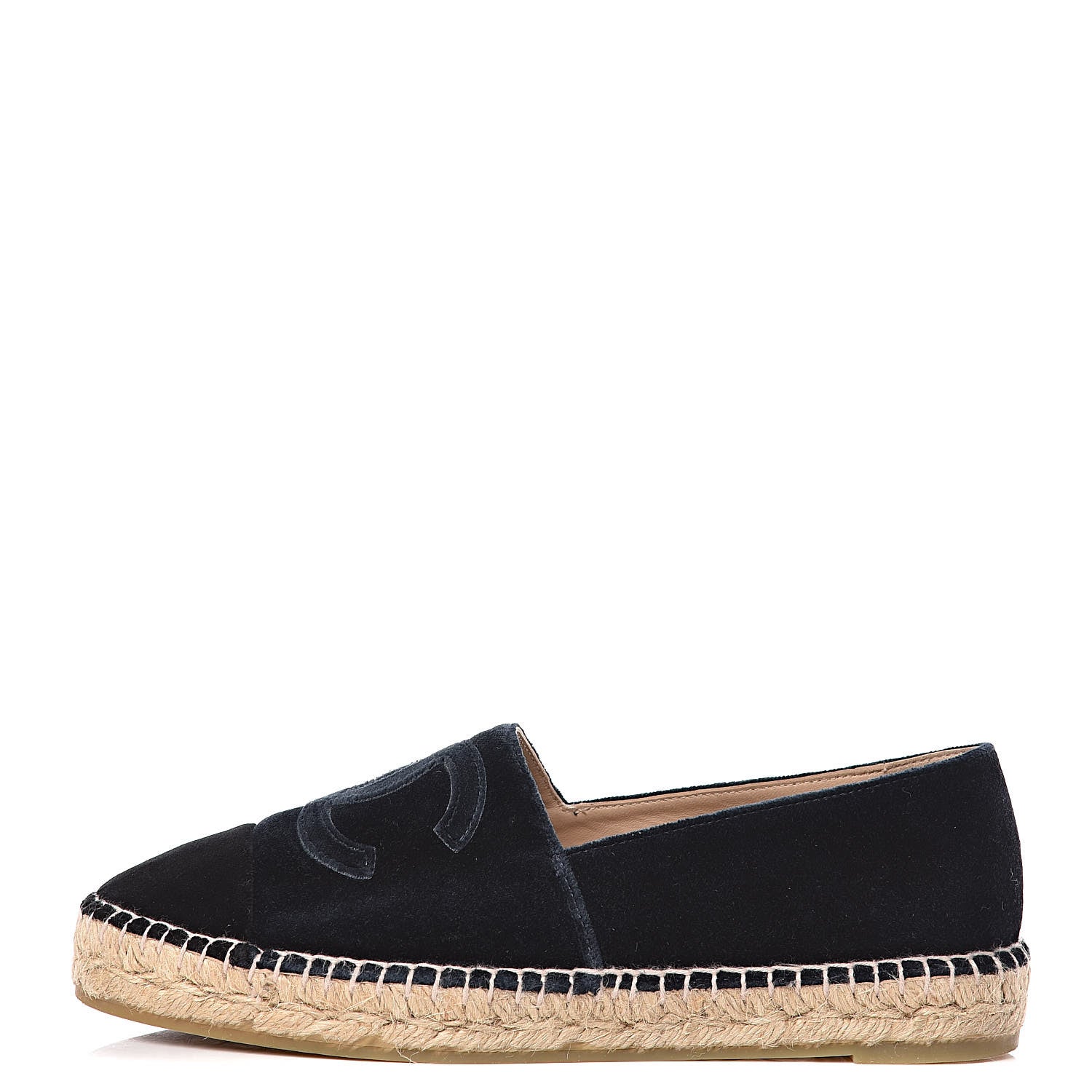 Chanel Velvet CC Espadrilles 39 Dark Navy Black 1 of 12