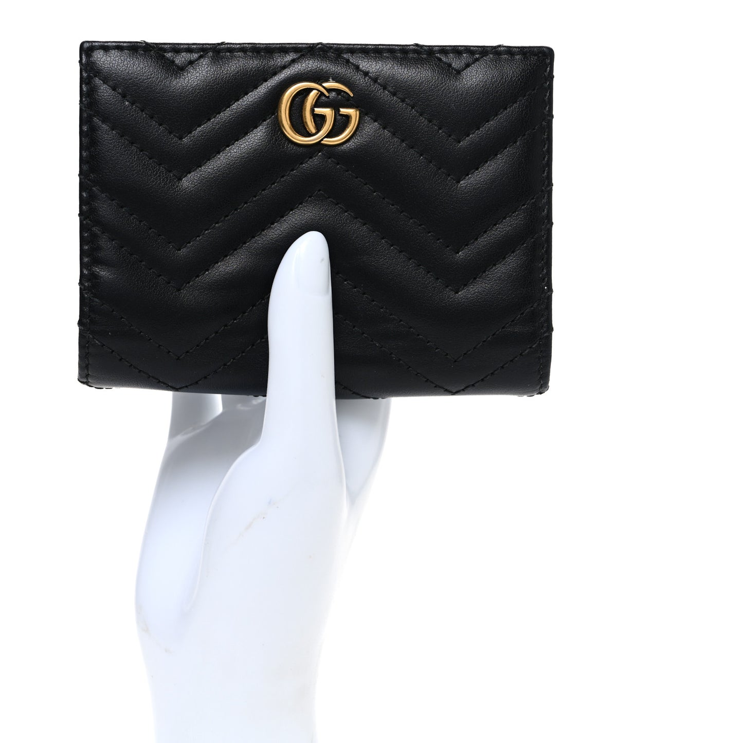 Calfskin Matelasse GG Marmont Card Case Wallet Black