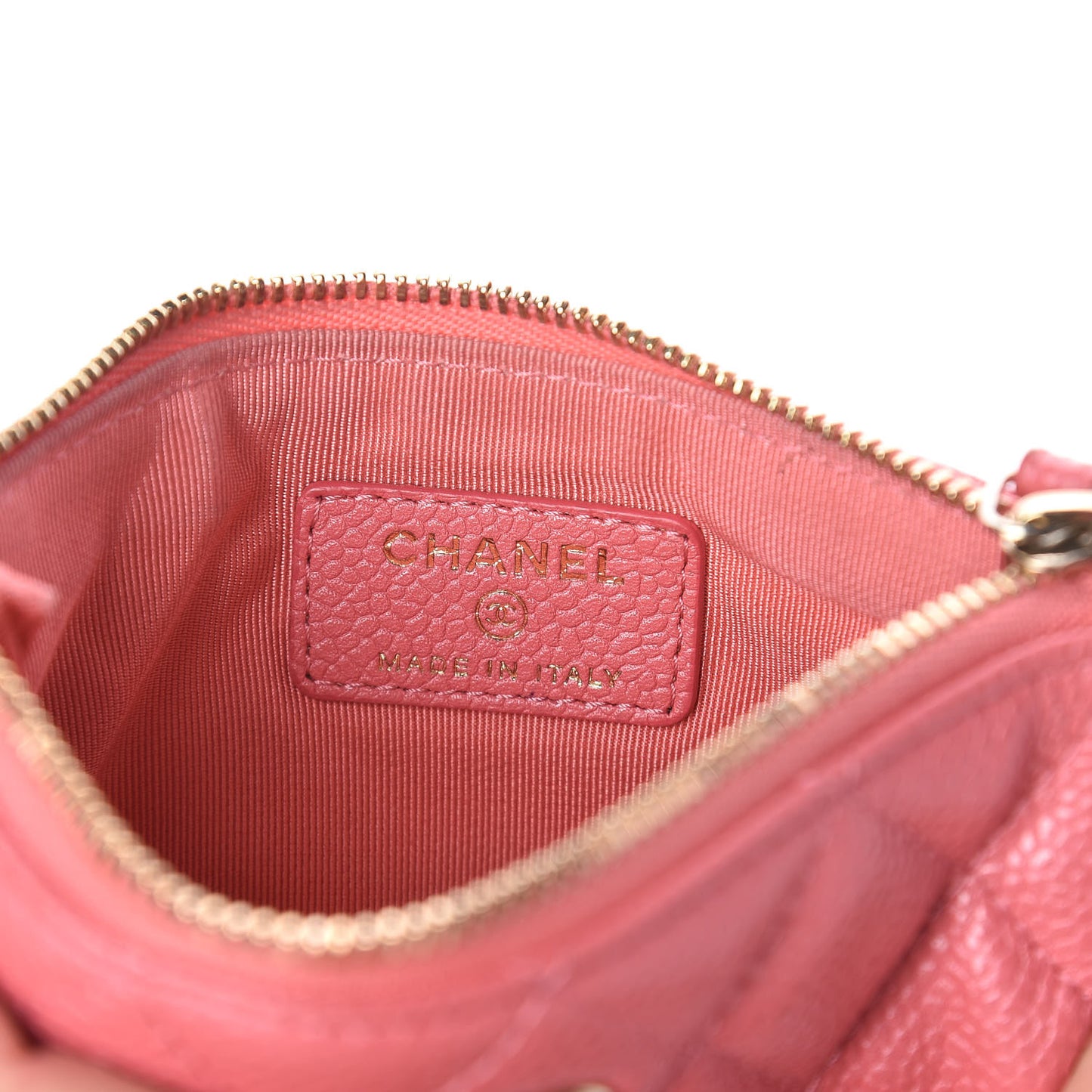Iridescent Caviar Quilted Small Cosmetic Case Pink