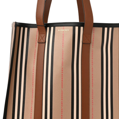 Burberry E-Canvas Stripe Book Tote Tan Archive Beige 7 of 9