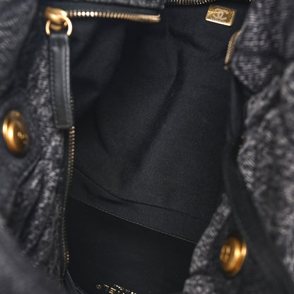 Chanel Washed Denim Quilted Maxi Bow Bag Black 5 of 10