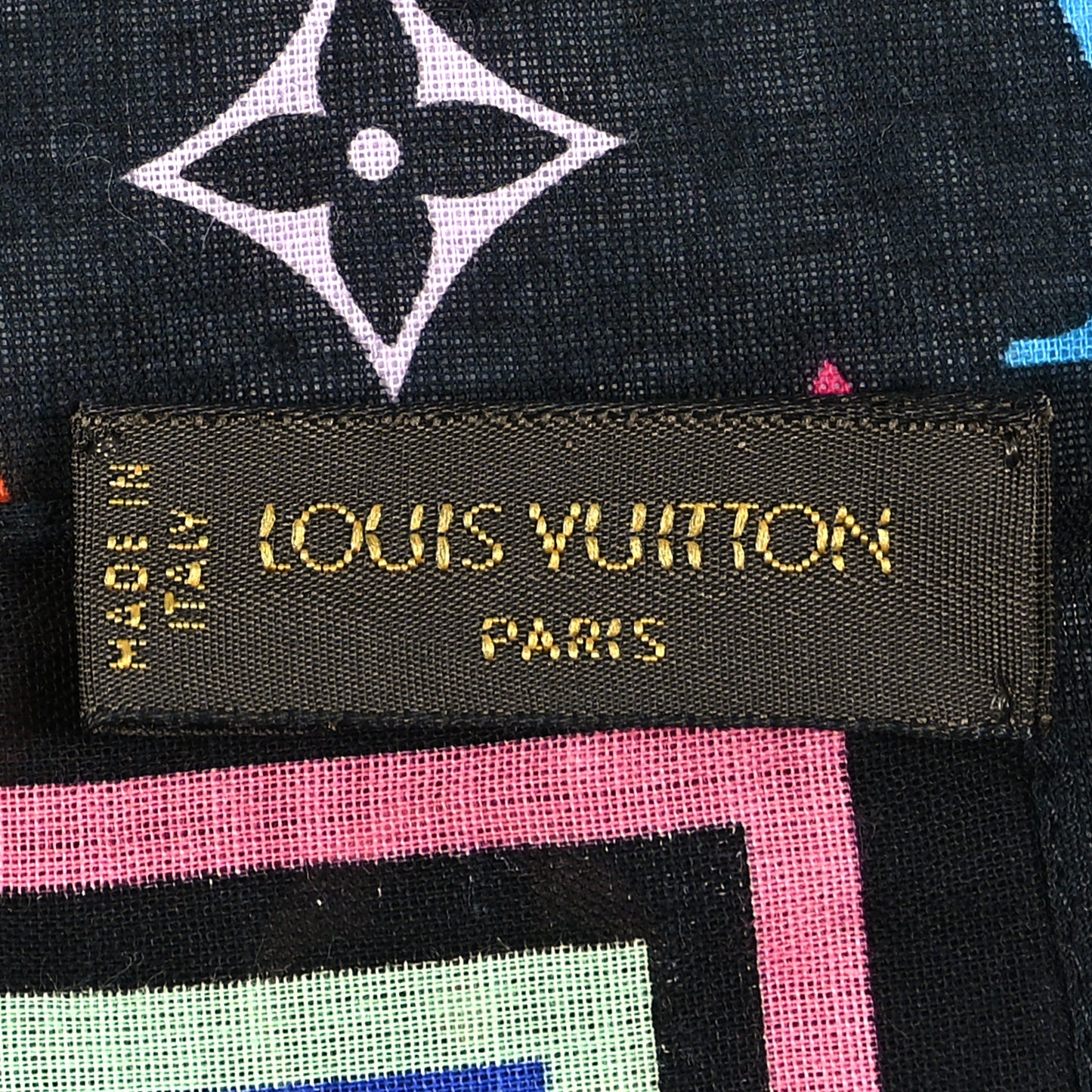 Silk Multicolor Square Scarf Black