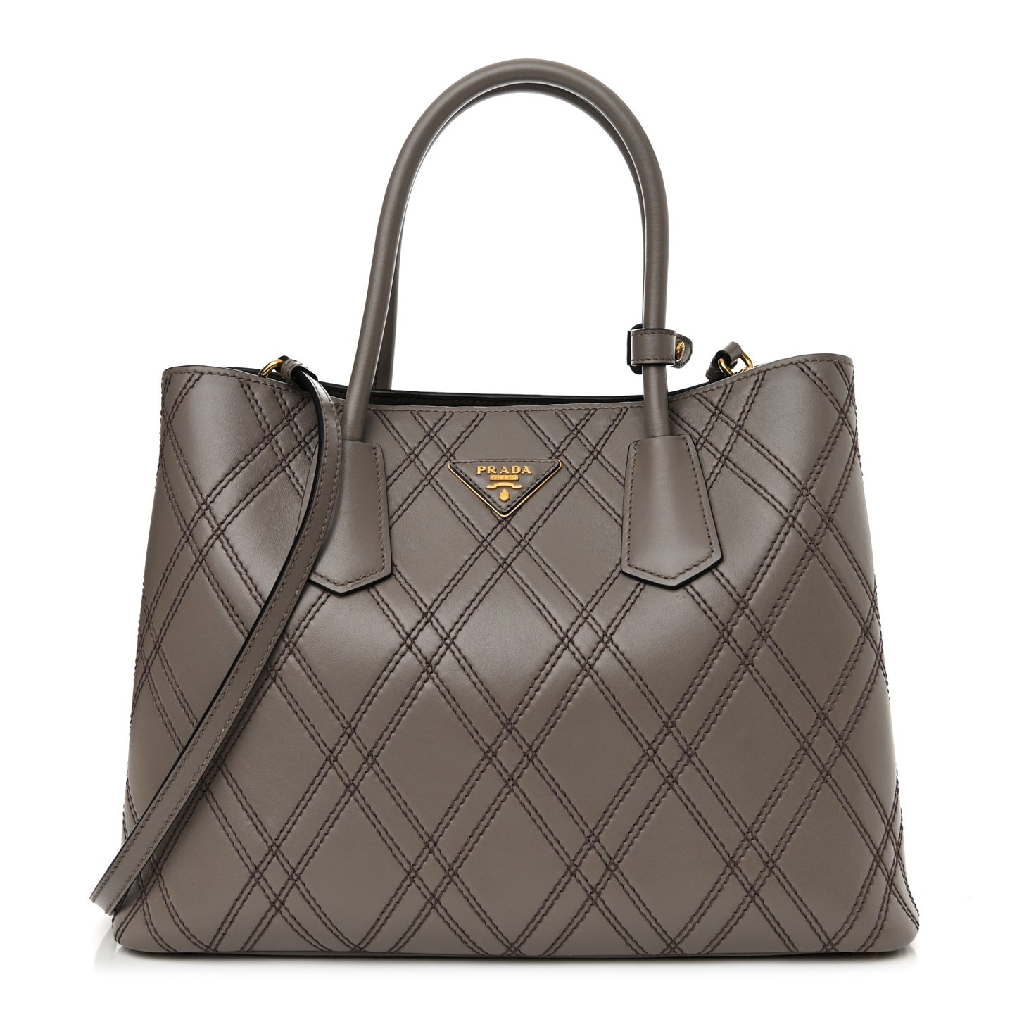 City Calf Quilted Large Double Bag Argilla