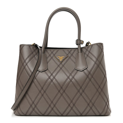 Prada City Calf Quilted Large Double Bag Argilla 1 of 10