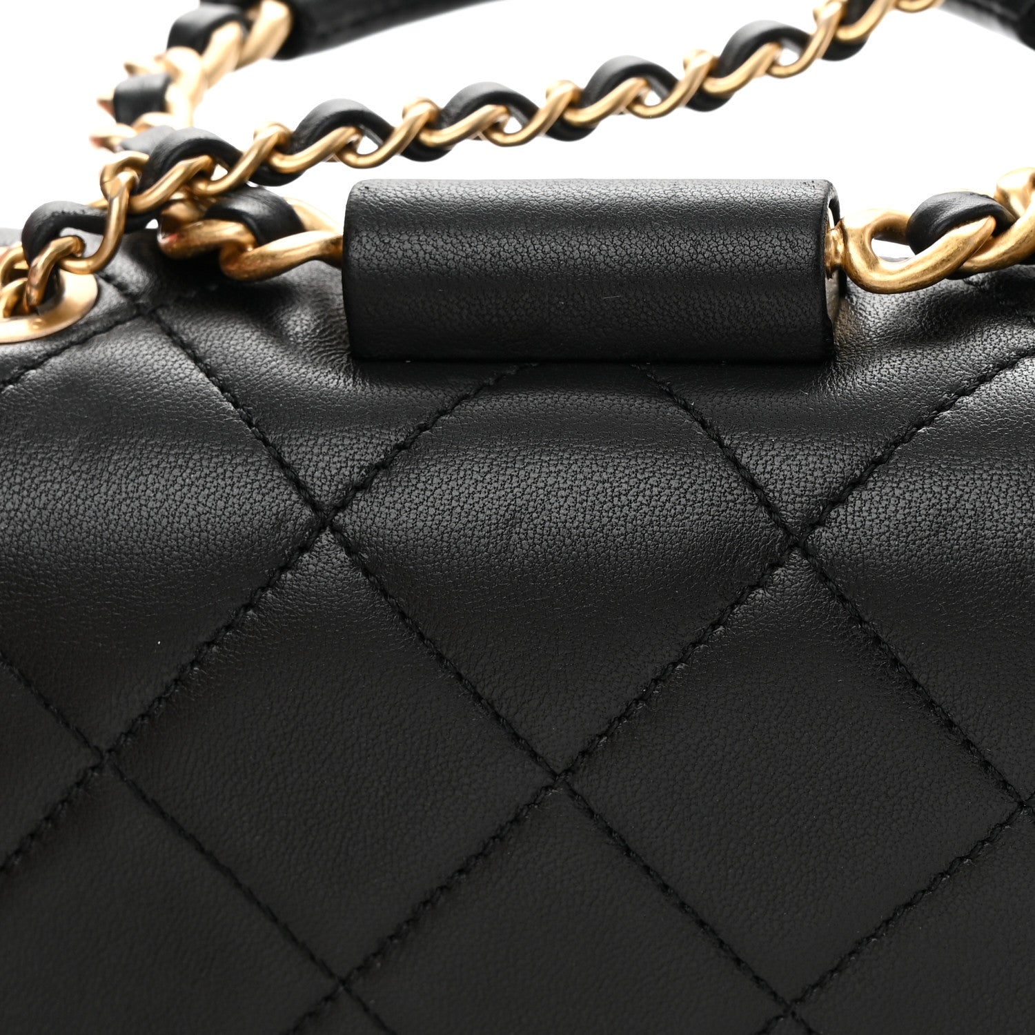Chanel Lambskin Quilted Small Circular Handle Bag Black 16 of 18