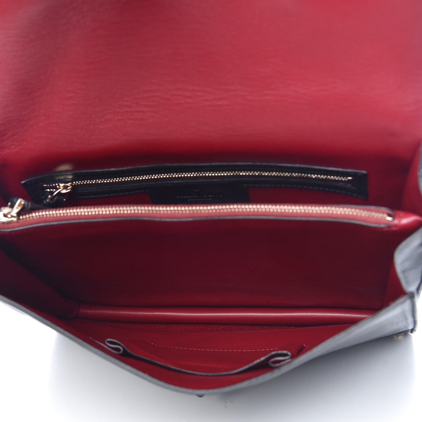 Vitello Rockstud Flap Clutch Bag Black
