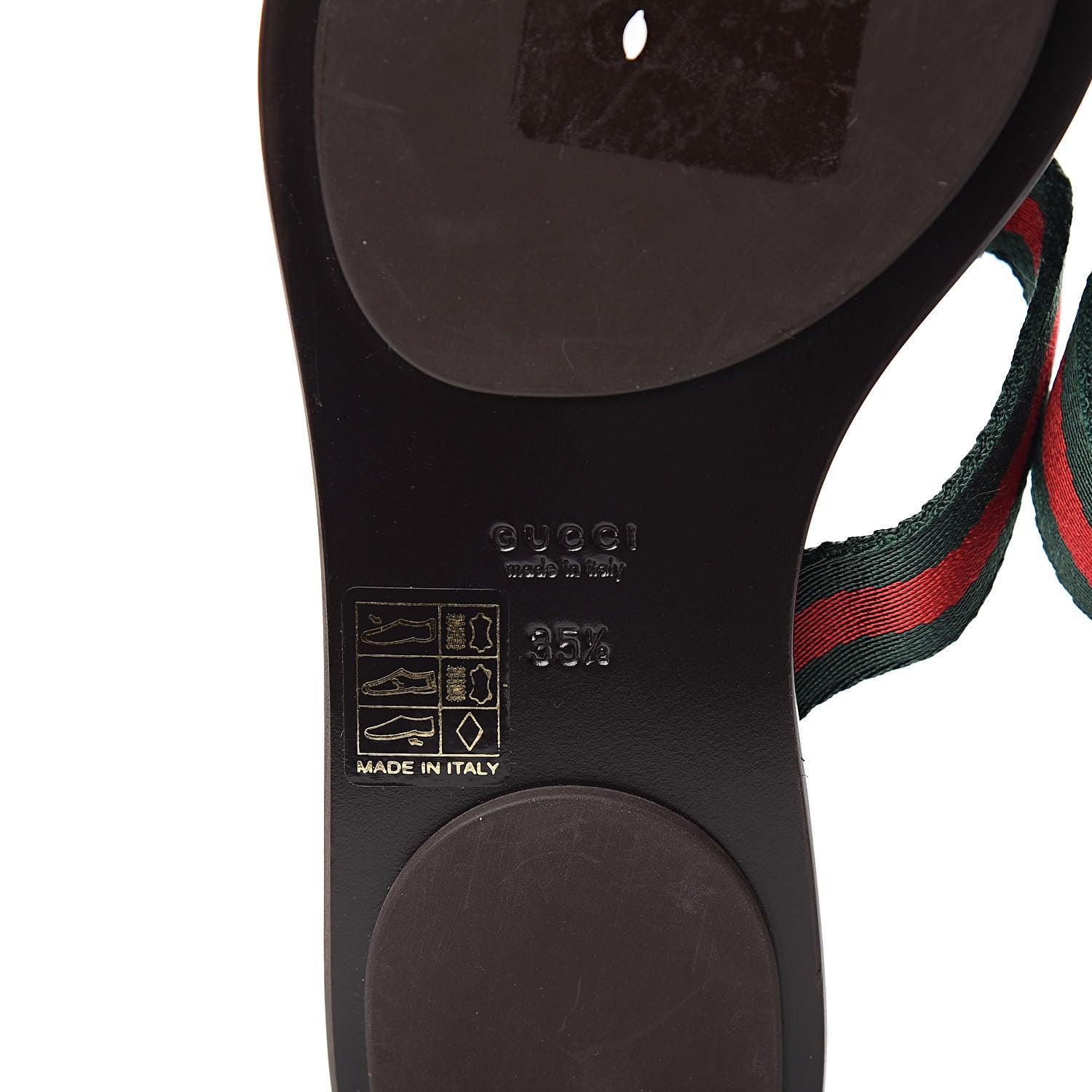 Gucci Nylon Guccissima Web Womens Thong Sandals 35.5 Green Red Cocoa 7 of 9