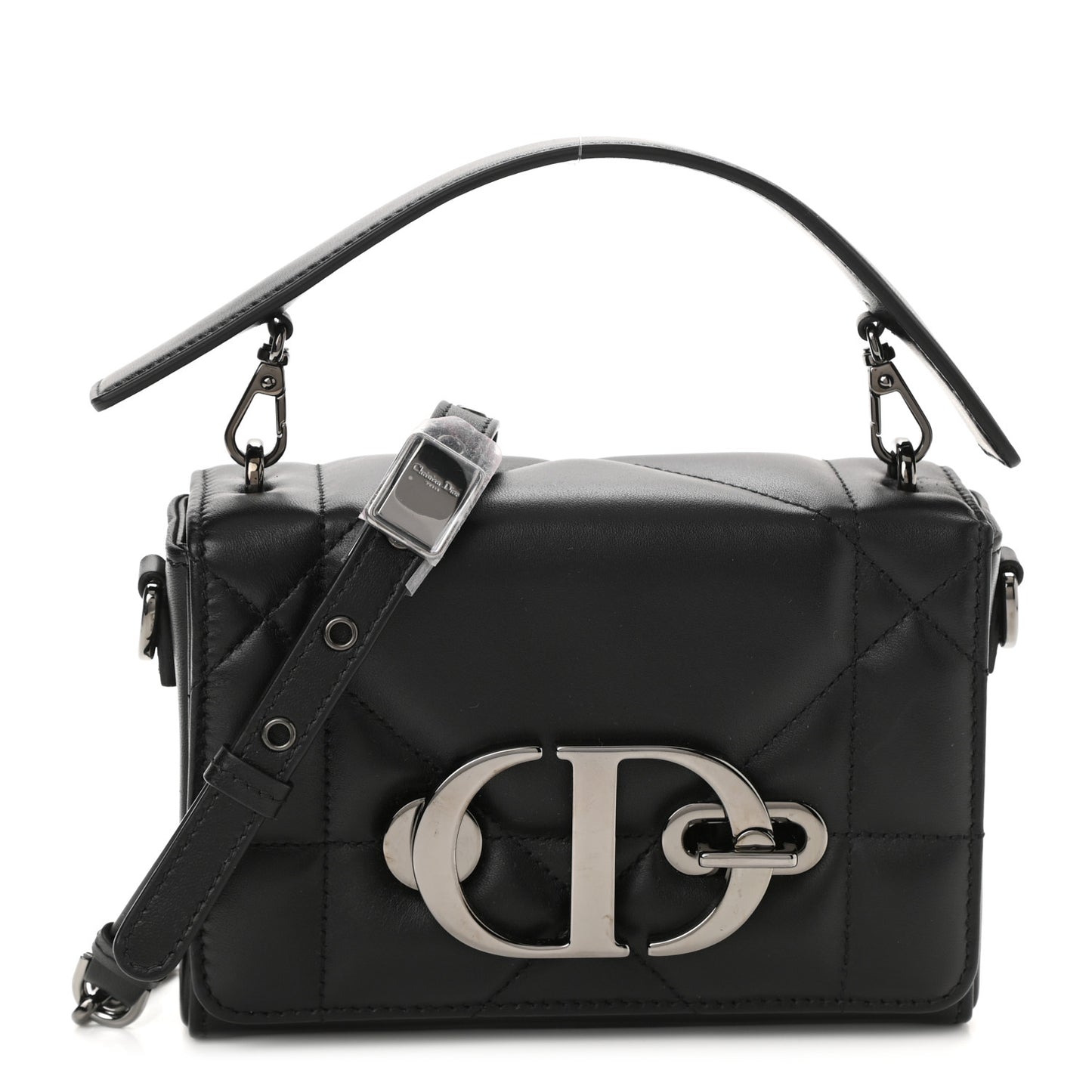 Lambskin Maxi Cannage Small 30 Montaigne Chain Top Handle Bag Black