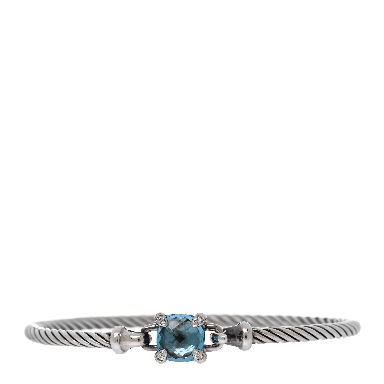 David Yurman Sterling Silver Diamond Blue Topaz 3mm Chatelaine Bracelet 1 of 3
