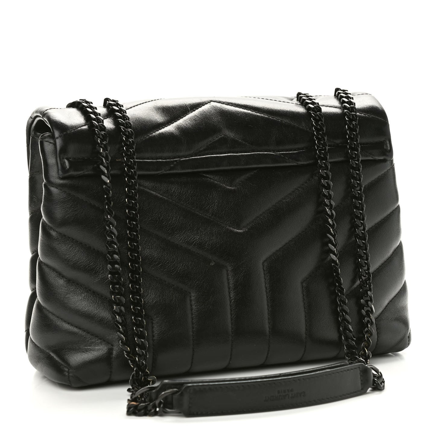 Calfskin Y Quilted Monogram Small Loulou Chain Satchel Black
