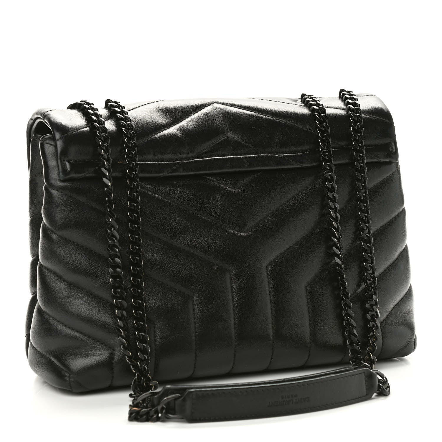 Saint Laurent Calfskin Y Quilted Monogram Small Loulou Chain Satchel Black 3 of 10