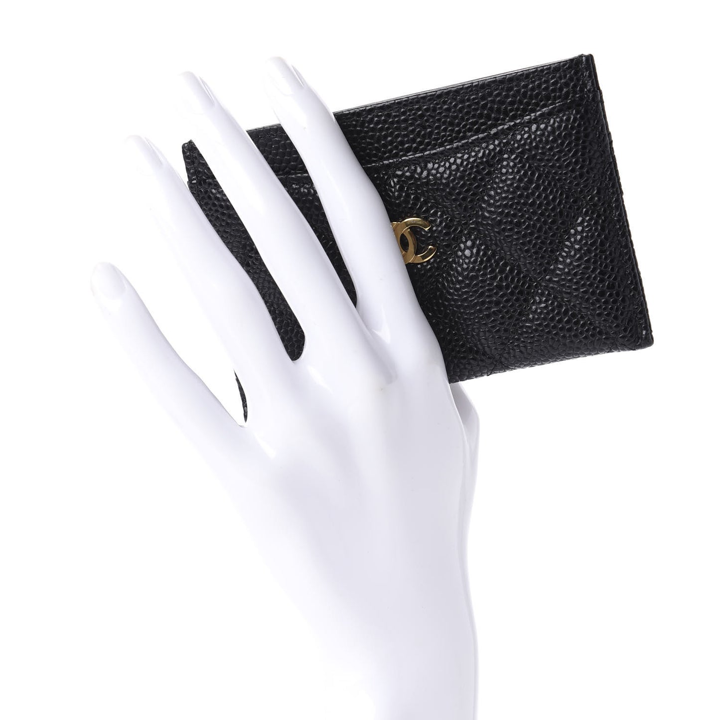 Caviar Quilted Card Holder Black