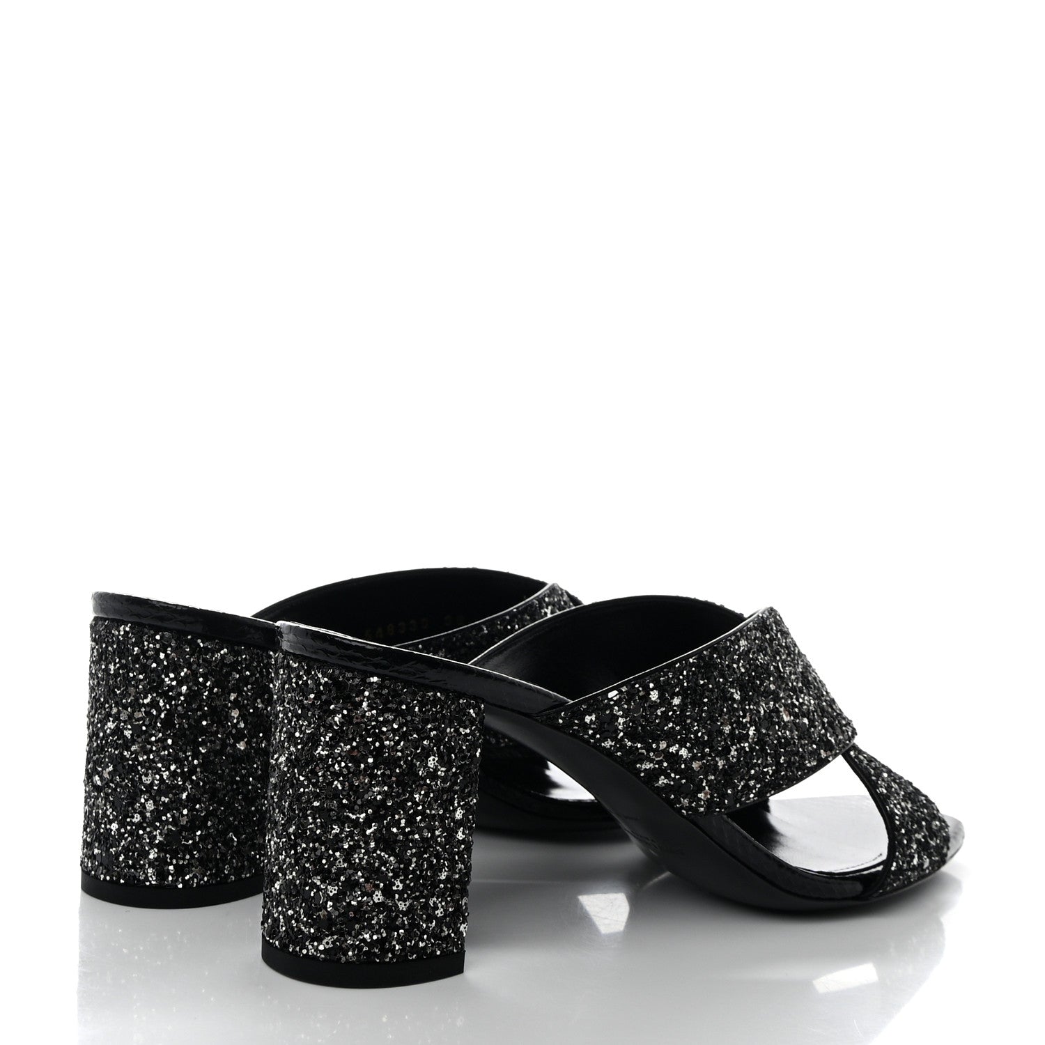 Saint Laurent SAINT LAURENT Glitter LouLou 70 Mule Sandals 39 Black 4 of 9