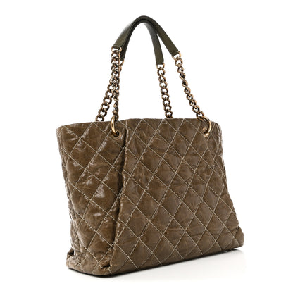 Chanel Crumpled Grained Calfskin Large Coco Pleats Tote Khaki 3 of 10