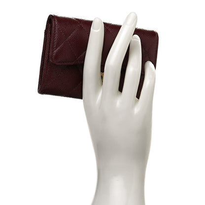 Chanel Caviar Quilted Flap Card Holder Wallet Burgundy 2 of 10