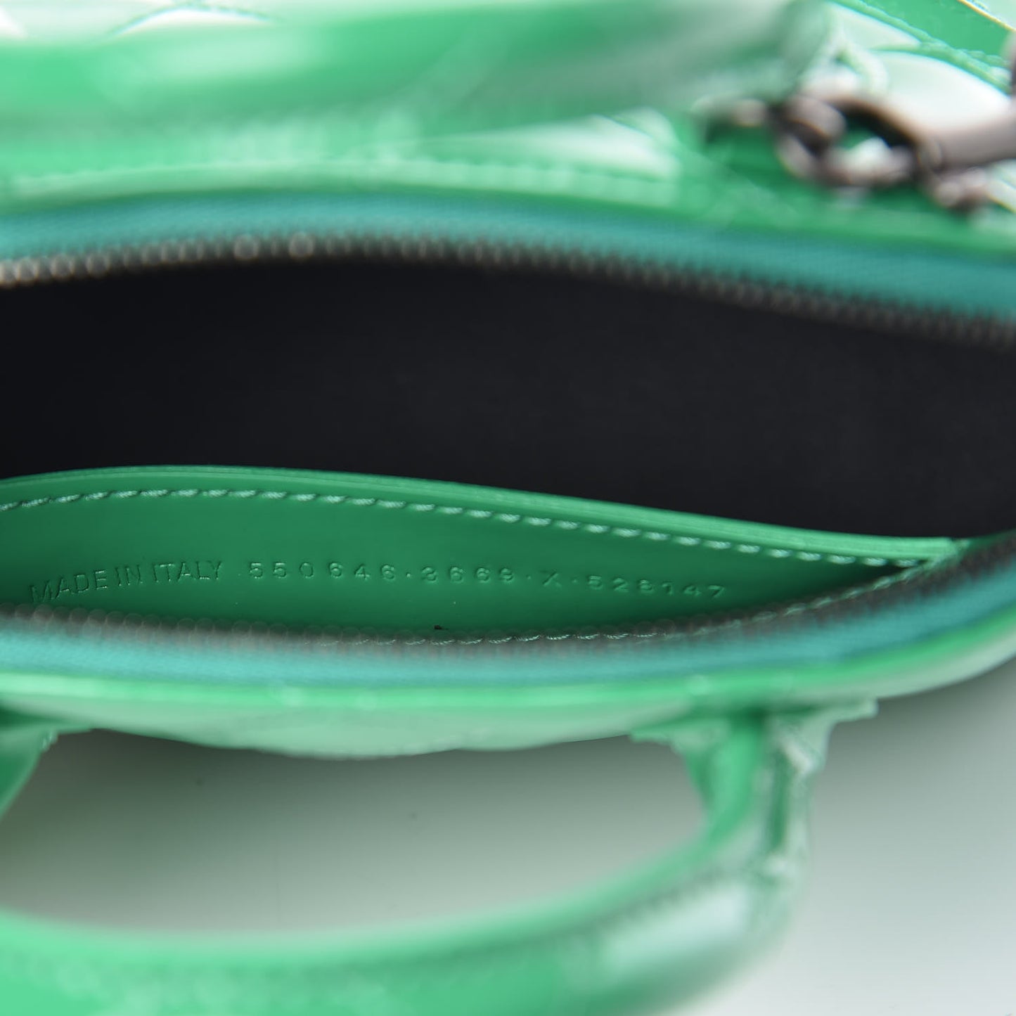 Faux Patent Quilted XXS Ville Top Handle Bag Green
