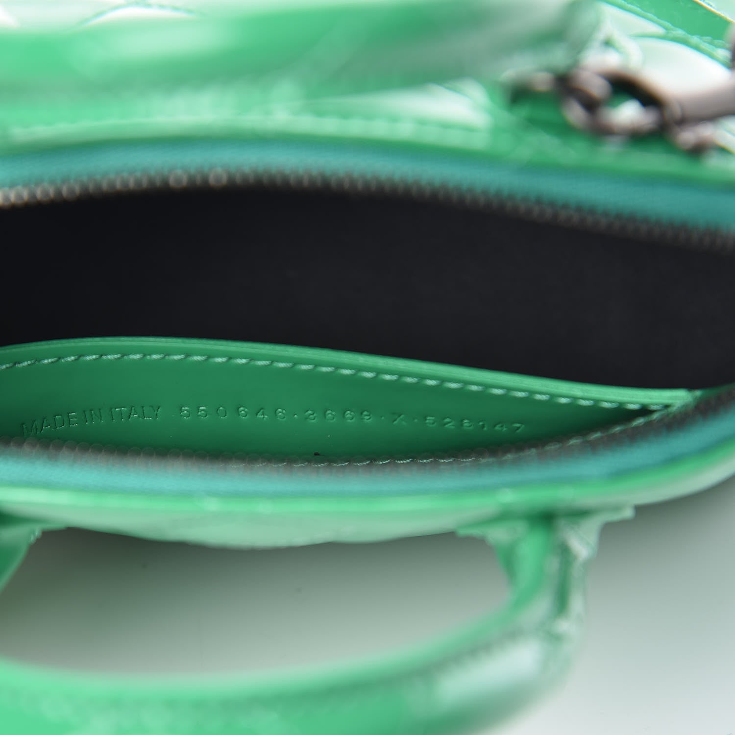 Balenciaga Faux Patent Quilted XXS Ville Top Handle Bag Green 8 of 10