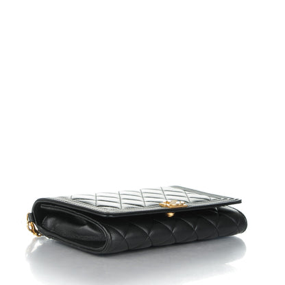 Chanel Lambskin Quilted Boy Wallet On Removable Chain WOC Black 4 of 8