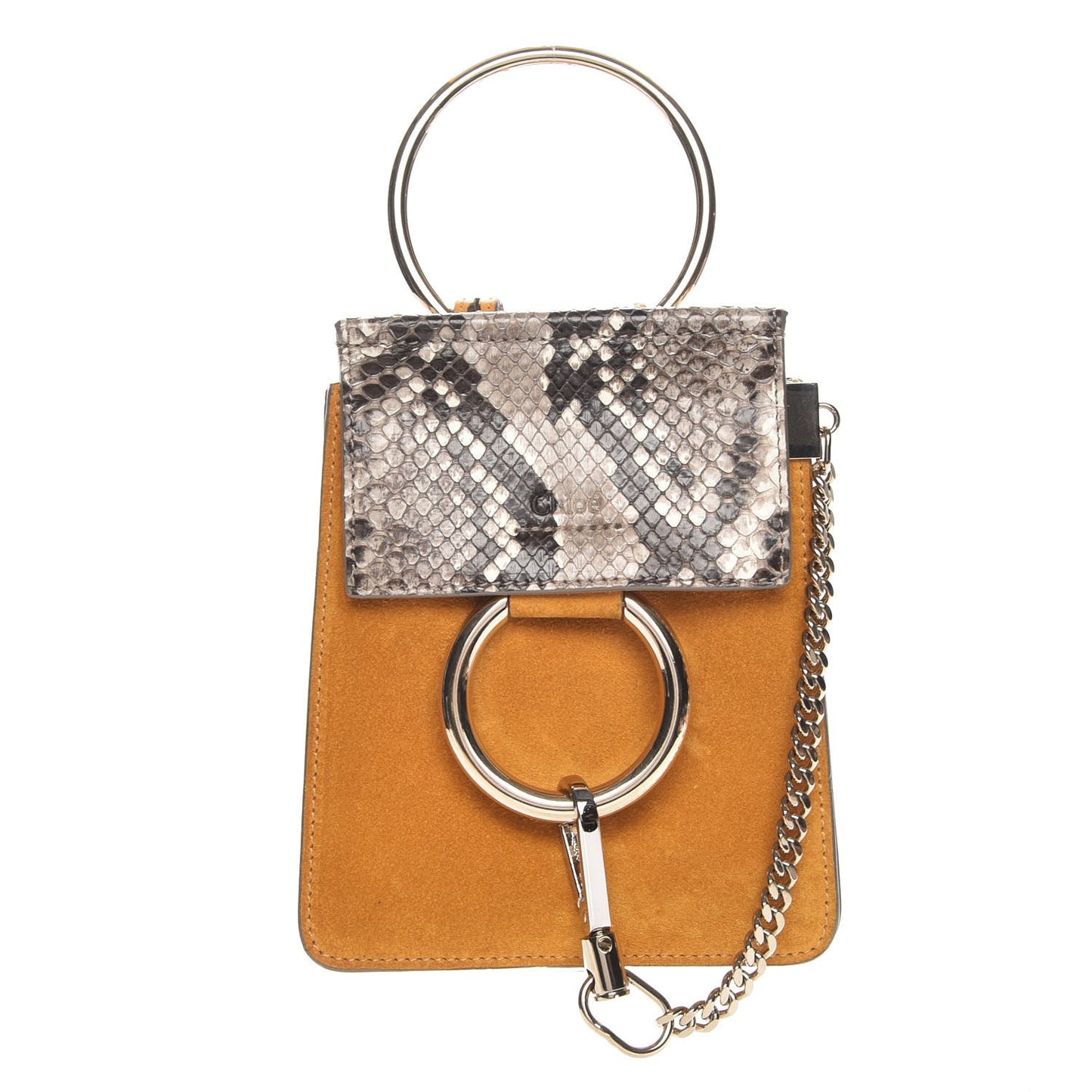 Suede Calfskin Python Embossed Mini Faye Bracelet Bag Sunflower